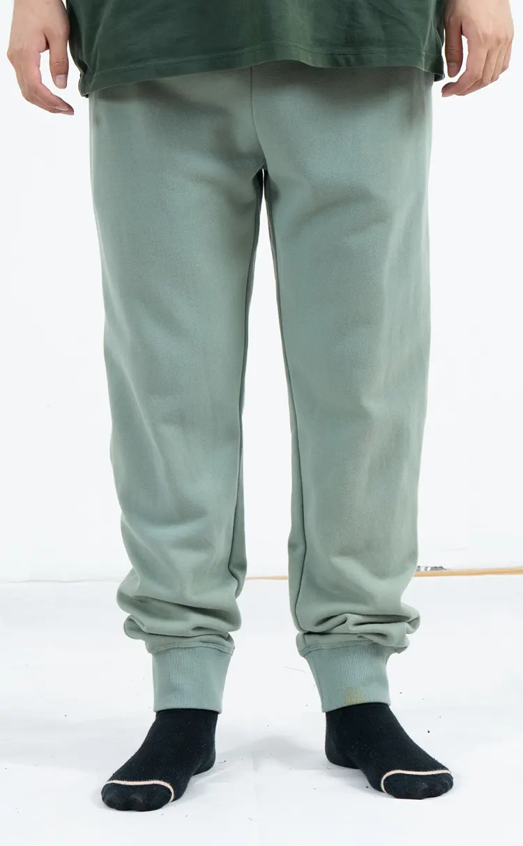 Sage Green Jogger Pants with Ribbed Ankle Cuffs
