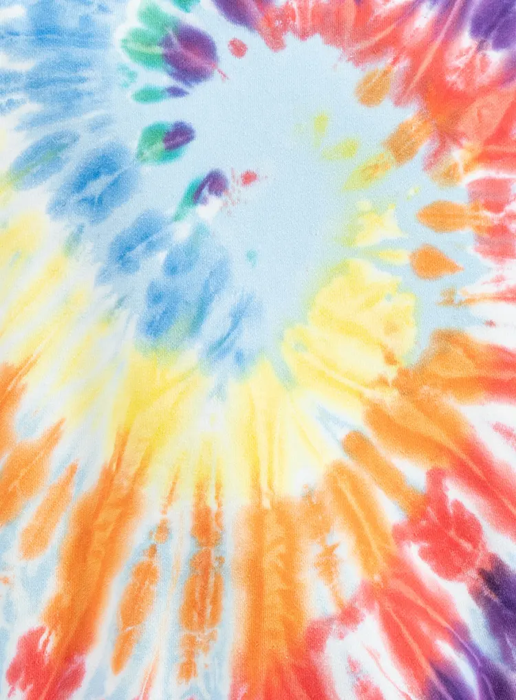 Oversized Pullover Hoodie with Multicolor Spiral Tie-Dye Effect