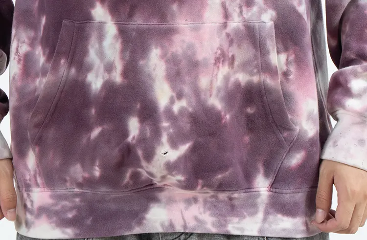 Purple Cloud-Pattern Pullover Hoodie with Kangaroo Pocket