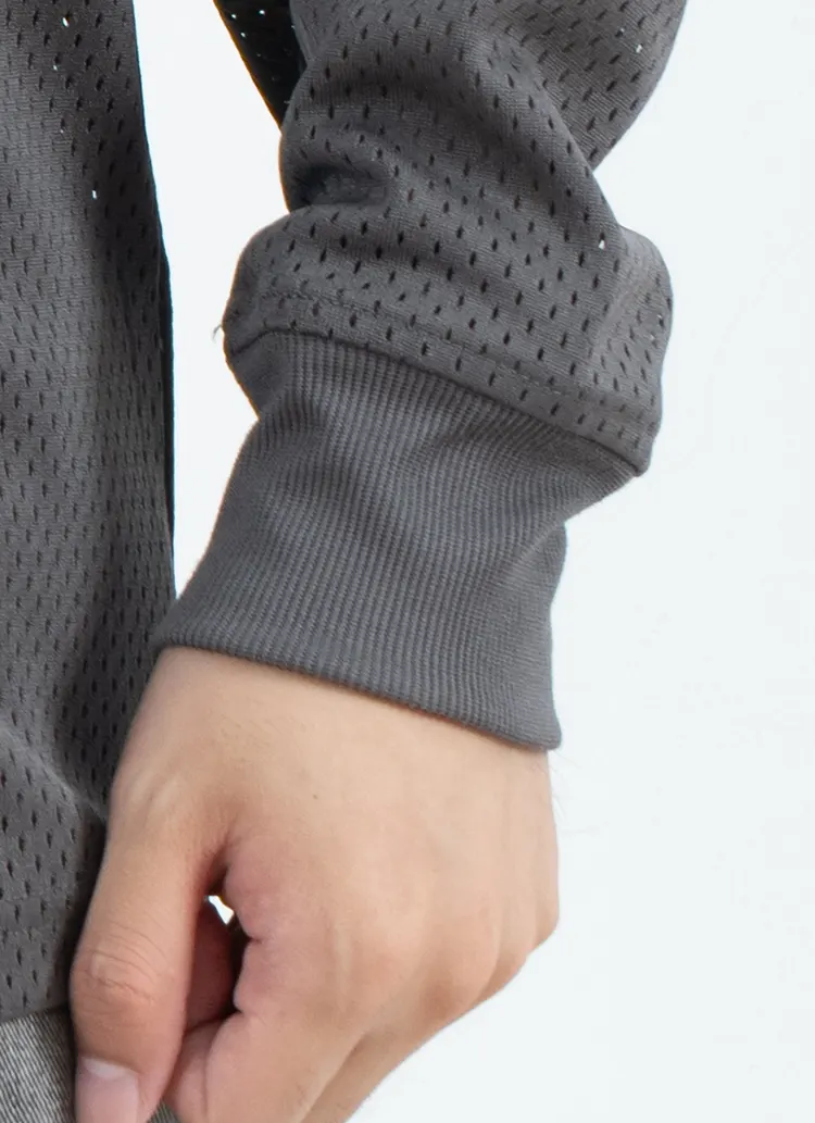 Breathable Quick-Dry Mesh Long Sleeve Jersey with Yellow Chest Block